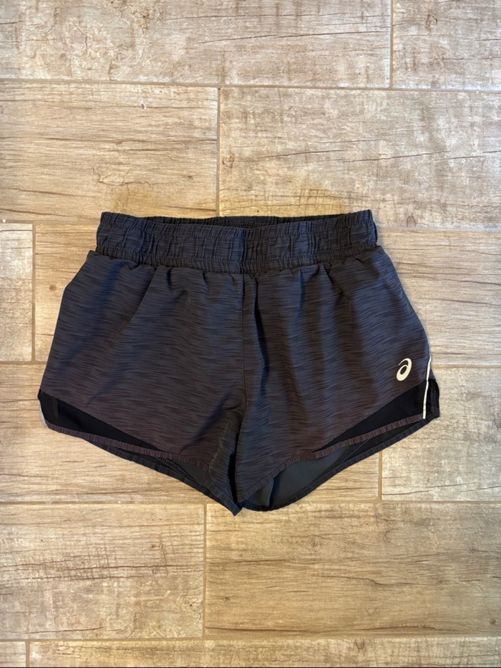 ASICS Women's Dark Charcoal Athletic Shorts with Reflective Logo